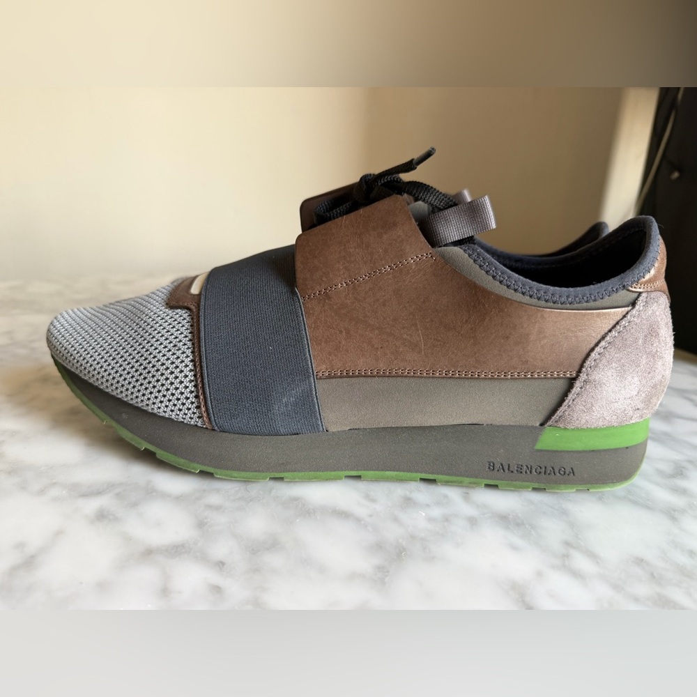 Authentic Balenciaga Leather, Suede & Mesh Race Runner Sneakers Shoes Size 45 - Picture 5 of 15